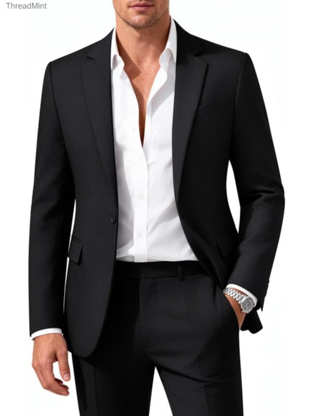 Mens 2 Piece Slim Fit Suit One Button Notch Lapel Blazer and Pants Formal